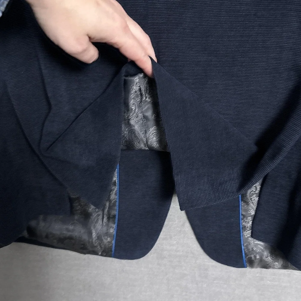 Afazzy Sport Coat 46L Navy Blue Corduroy Blazer Jacket Classic Casual‎ Business